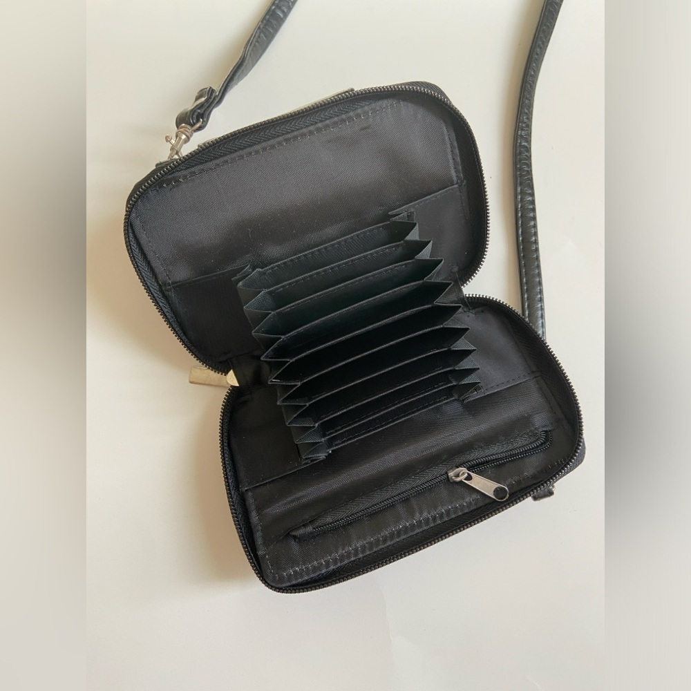 Buxton black wallet with strap